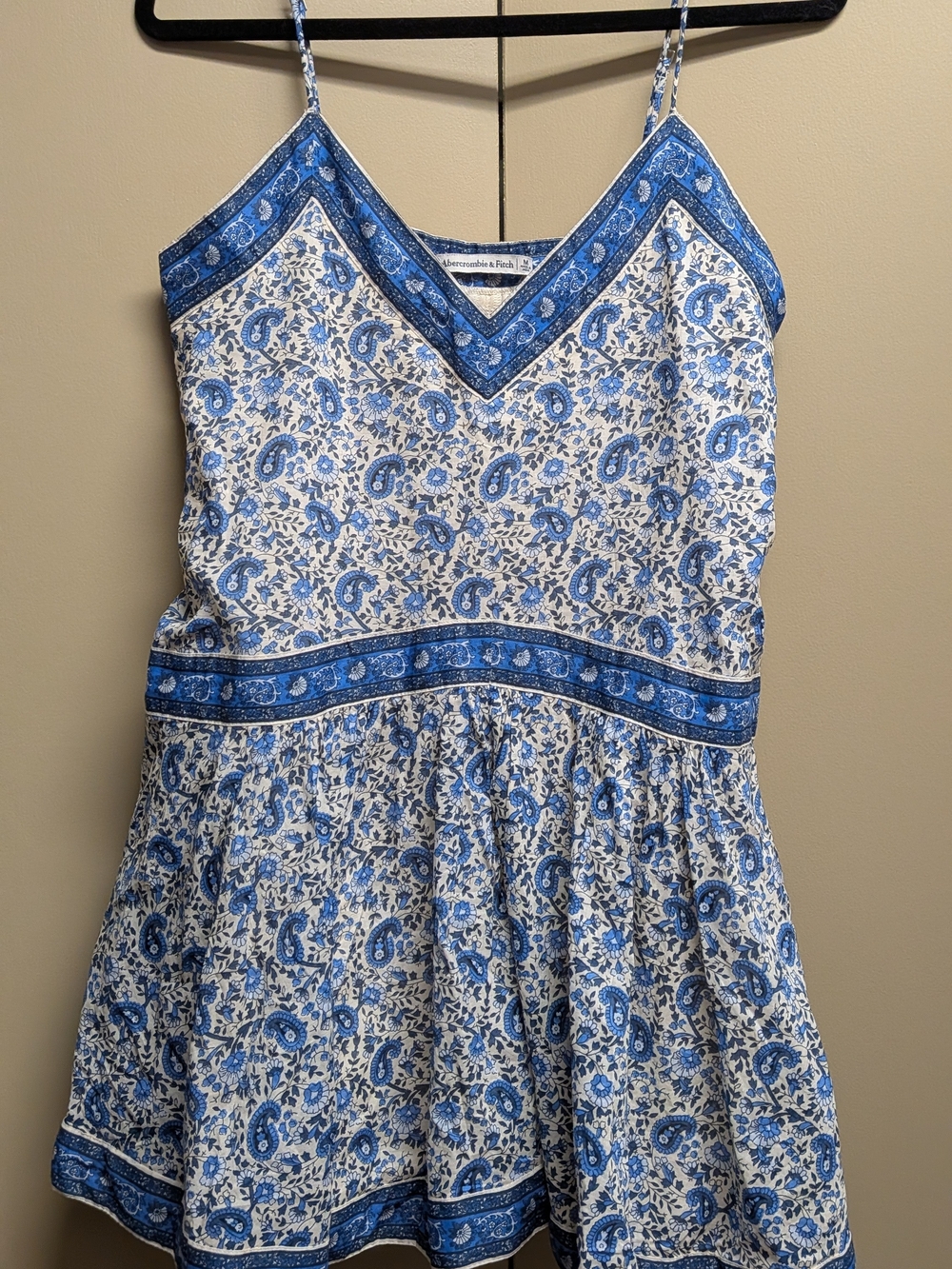 Abercrombie & Fitch Paisley Mini Dress Blue White Women's Size Medium